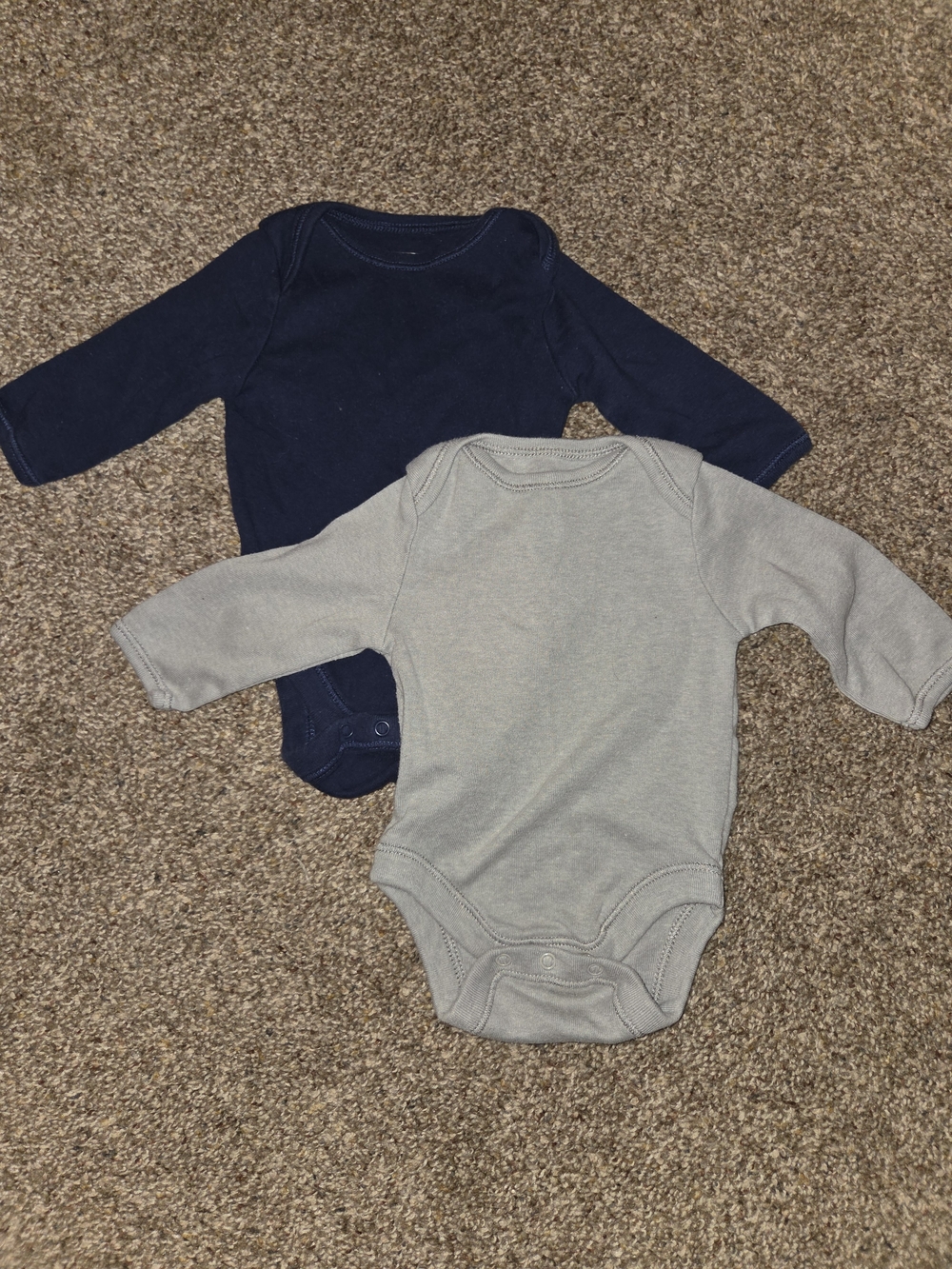 Old Navy Long-Sleeve Baby One-Piece Bodysuits - Navy & Light Gray